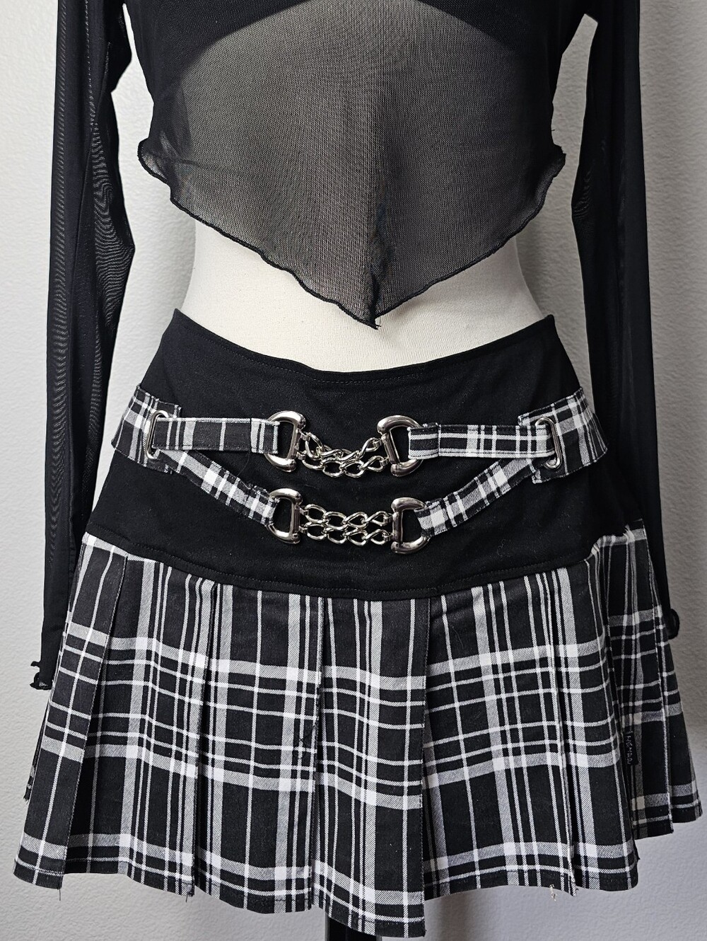 Tripp NYC Black & White Plaid Mini Skirt